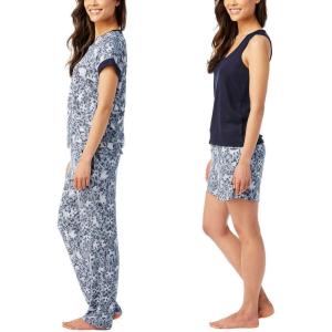 imageLucky Brand Pajamas Set for Women 4Piece Soft Sleepwear  Top Tank Shorts ampamp Pants Comfy Loungewear Pijama para MujerDenim Floral