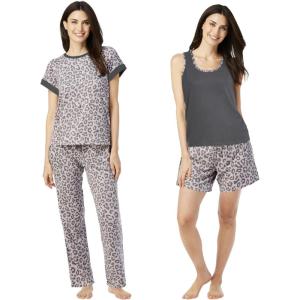 imageLucky Brand Pajamas Set for Women 4Piece Soft Sleepwear  Top Tank Shorts ampamp Pants Comfy Loungewear Pijama para MujerGrey