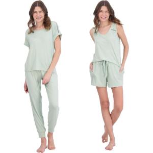 imageLucky Brand Pajamas Set for Women 4Piece Soft Sleepwear  Top Tank Shorts ampamp Pants Comfy Loungewear Pijama para MujerSoft Sage