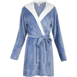 imageLucky Brand Womens Bathrobe Fleece Shawl Collar Belted Robe with HoodBlue