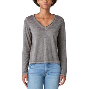 imageLucky Brand Womens Long Sleeve V Neck TeeAsphault