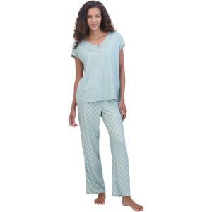imageLucky Brand Womens Pajama Set  2 Piece Henley Sleep Shirt and Lounge Pants  Silky Soft Sleepwear for WomenEtherLine Diamond