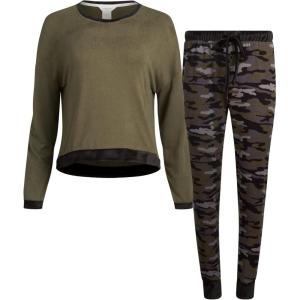 imageLucky Brand Womens Pajama Set  2 Piece Long Sleeve Sleep Shirt and Jogger Pants with Velour Trim SXLDusky Green