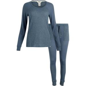 imageLucky Brand Womens Pajama Set  2 Piece Ribbed Hacci Long Sleeve and Joggers SleepwearBlue Heather