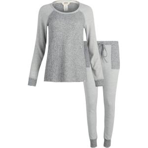 imageLucky Brand Womens Pajama Set  2 Piece Ribbed Hacci Long Sleeve and Joggers SleepwearHeather Grey