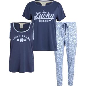 imageLucky Brand Womens Pants Set 3 Piece TShirt Tank Top and Joggers Casual Everyday Loungewear for Women SXLIndigo Blue