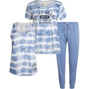 imageLucky Brand Womens Pants Set 3 Piece TShirt Tank Top and Joggers Casual Everyday Loungewear for Women SXLOcean Tie Dye