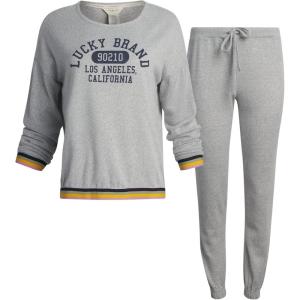 imageLucky Brand Womens Super Soft Hacci Long Sleeve and Pant Lounge SetHeather Gray