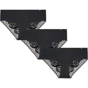 imageLucky Brand Womens Underwear  Microfiber Lace Hipster Briefs 3 PackBlackBlackBlack