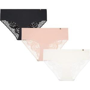 imageLucky Brand Womens Underwear  Microfiber Lace Hipster Briefs 3 PackGardeniaNaturalBlack