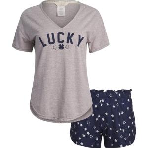 imageLucky Brand womens Drapy Graphic Tee Tshirt and Short Pajama SetHeather Grey