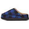 imageLucky Brand Boys Buffalo Plaid Memory Foam Clog Slippers Non Slip Rubber Sole House Shoes Kids Cozy Fluffy Bedroom ClogsRoyal