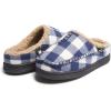 imageLucky Brand Boys Buffalo Plaid Memory Foam Clog Slippers Non Slip Rubber Sole House Shoes Kids Cozy Fluffy Bedroom ClogsWhite Navy