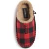 imageLucky Brand Boys Buffalo Plaid Memory Foam Clog Slippers Non Slip Rubber Sole House Shoes Kids Cozy Fluffy Bedroom ClogsRed