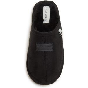 imageLucky Brand Boys MicroSuede Scuff Slippers Kids House Shoes with Plush LiningBlack