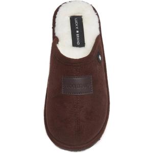 imageLucky Brand Boys MicroSuede Scuff Slippers Kids House Shoes with Plush LiningDark Brown