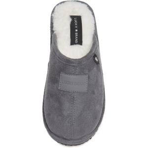 imageLucky Brand Boys MicroSuede Scuff Slippers Kids House Shoes with Plush LiningGrey