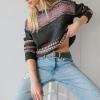 imageLucky Brand Womens Fairisle Crew SweaterBlack Combo