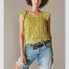 imageLucky Brand Womens Flutter Sleeve Knit PulloverGolden Olive Acid Washed