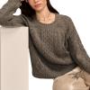 imageLucky Brand Womens Mixed Cable Crew Sweater PulloverCharcoal Heather