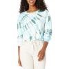 imageLucky Brand Womens Long Sleeve Crew Neck Summer Cropped SweatshirtBlue Sage Tye Dye