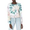 imageLucky Brand Womens Long Sleeve Crew Neck Summer Cropped SweatshirtIris Orchird Tye Dye