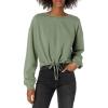 imageLucky Brand Womens Long Sleeve Crew Neck Summer Cropped SweatshirtSea Spray