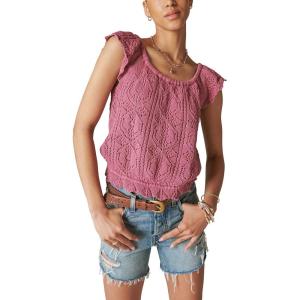 imageLucky Brand Womens Flutter Sleeve Knit PulloverRed Violet Acid Washed