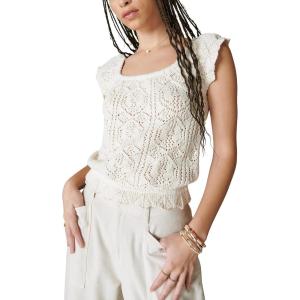 imageLucky Brand Womens Flutter Sleeve Knit PulloverStraw Heather