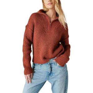 imageLucky Brand Womens Half Zip Pullover SweaterTerracota Acid Washed
