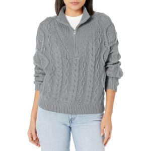 imageLucky Brand Womens HalfZip Cable SweaterMedium Heather Gray
