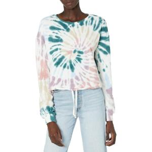 imageLucky Brand Womens Long Sleeve Crew Neck Summer Cropped SweatshirtIris Orchird Tye Dye