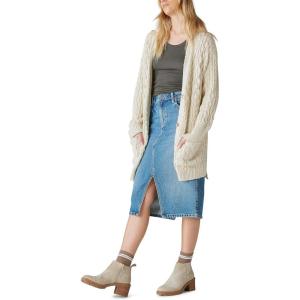 imageLucky Brand Womens Mixed Cable CardiganStraw Heather