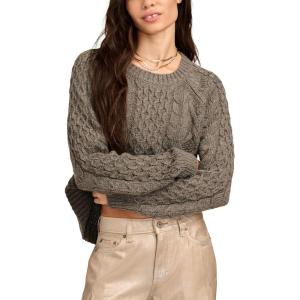 imageLucky Brand Womens Mixed Cable Crew Sweater PulloverCharcoal Heather
