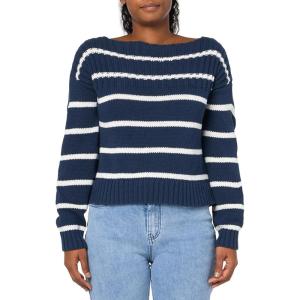 imageLucky Brand Womens Striped Pullover SweaterCad Navy Tofu Stripe