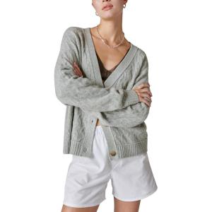 imageLucky Brand Womens Womens Cozy Cable Stitch CardiganLight Heather Gray