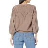 imageLucky Brand Womens Embroidered Peasant BlouseDeep Taupe