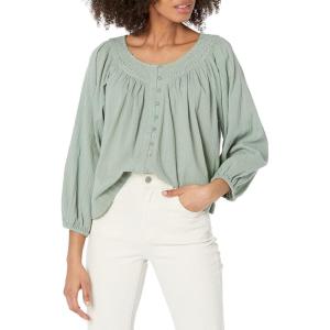 imageLucky Brand Womens Embroidered Peasant BlouseLily Pad