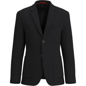 imageLucky Brand Mens Grey Heather Pique Knit Sportcoat Slim Fit Unstructured 2Button Patch Pockets Side VentsBlack