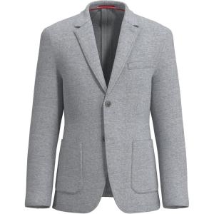 imageLucky Brand Mens Grey Heather Pique Knit Sportcoat Slim Fit Unstructured 2Button Patch Pockets Side VentsGrey