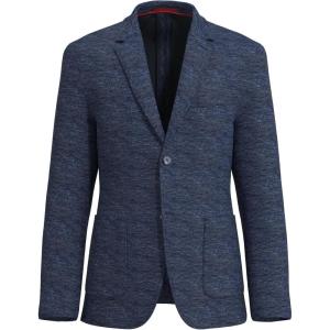 imageLucky Brand Mens Navy Heather Textured Knit Sportcoat Slim Fit Unstructured 2Button Patch Pockets