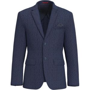 imageLucky Brand Mens Navy Seersucker Plaid Sportcoat Slim Fit Unstructured 2Button Notch Collar