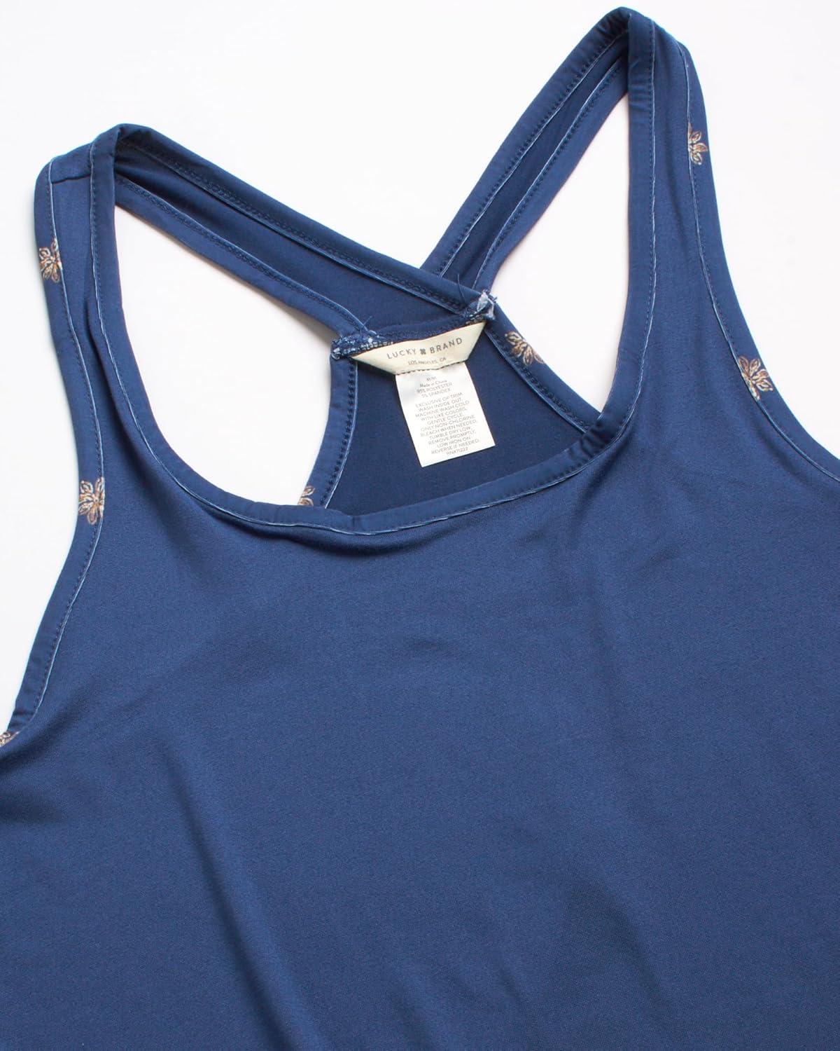 imageLucky Brand Womens 2 Piece Lounge Set Lightweight Soft Pajamas Sleepwear Crossback Tank Top and Sleep ShortsVintage IndigoStar Stamp