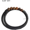 imageLucky Brand Braided Cord Mens Bracelet with Tigers Eye Beads Stainless Steel Bracelet Male Jewelry