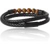 imageLucky Brand Braided Cord Mens Bracelet with Tigers Eye Beads Stainless Steel Bracelet Male Jewelry