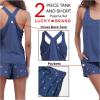 imageLucky Brand Womens 2 Piece Lounge Set Lightweight Soft Pajamas Sleepwear Crossback Tank Top and Sleep ShortsVintage IndigoStar Stamp