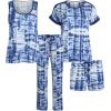 imageLucky Brand Womens Pajama Set  4 Piece Sleep Shirt Tank Top Pajama Pants Lounge Shorts SXLBlue