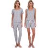 imageLucky Brand Womens Pajama Set  4 Piece Sleep Shirt Tank Top Pajama Pants Lounge Shorts SXLGrey Floral