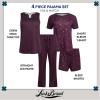 imageLucky Brand Womens Pajama Set  4 Piece Sleep Shirt Tank Top Pajama Pants Lounge Shorts SXLMaroon Stars