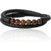imageLucky Brand Braided Cord Mens Bracelet with Tigers Eye Beads Stainless Steel Bracelet Male Jewelry